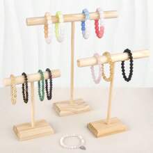 Solid Wood Jewelry Props Display Stand Bracelet Necklace Hair Band Jewelry Storage Display Rack With Wooden Base Supply - Apricot - View 3