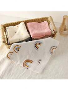 Baby Bibs 4 Layers Gauze Soft Facial Wash Cloth Small Square Handkerchief, Newborn Nursing