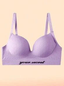 Set de 3 piezas de ropa interior femenina sin aros, de estilo simple y casual, con soporte y cómoda, transpirable