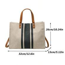Casual Canvas Stripe Pattern Large Capacity Multifunction Travel Bag Student School Bags Women Daily Totes - 1 - 查看 6