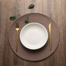 4pcs/6pcs Round Placemats, Handmade Knitted Fabric, Anti-Slip, Heat-Resistant, Polyester & Plastic, Easy Clean, Suitable For Dining Room & Kitchen Table Decor - Round PP Placemat - View 9