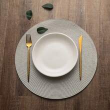 4pcs/6pcs Round Placemats, Handmade Knitted Fabric, Anti-Slip, Heat-Resistant, Polyester & Plastic, Easy Clean, Suitable For Dining Room & Kitchen Table Decor - Round PP Placemat - View 8