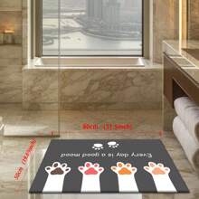 1pc Soft, Lightweight Crystal Fleece Customized/Personalized Welcome Doormat With Cute Paw Prints Design