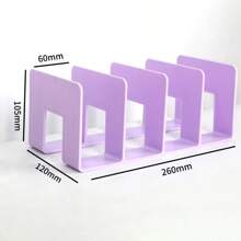 4 Grid Multi-Purpose Bookends Book Storage Stand Organizer Holder Desk Bookshelf For Book Cd Magazine File Office Supplies - Purple - View 1