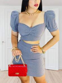 Conjunto Top y Falda Elegante - Blanco y Negro - Ver 1