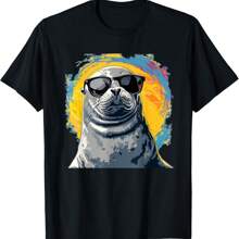 Seal Face With Glasses For Funny Sea Animals Lovers T-Shirt.Jpg