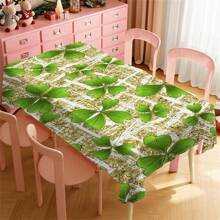 1 Piece Rectangle Waterproof Table Cloth With Four-Leaf Clover Print, Wipe-Clean Reusable Tablecloth Suitable For Outdoor Tables, Picnics, Camping, Dining Tables, Coffee Tables, Desks And Vanity - Ideal For Parties And Holidays