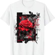 Rose Abstract Geometric Art Flower Lover Graphic Rose T-Shirt.Jpg