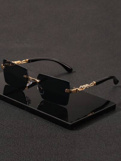 Augonstern 1 件豹纹无框装饰腿时尚眼镜，时尚小框眼镜，适合海滩度假