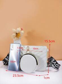 Fashionable Luxury Niche Design Women's Shoulder Bag With Swan Metal Decor & Polka Dot Embroidery, Minimalist Vintage Mother-Child Crossbody Bag - White - View 5