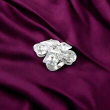 Striking Clear CZ Women's Ring, 20mm X 10mm, 925 Sterling Silver With Rhodium Finish, Sizes 5-9, 26.60g