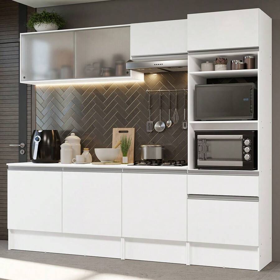 Madesa Topazio Modular Complete Integral Kitchen 240cm White Color - White - View 1