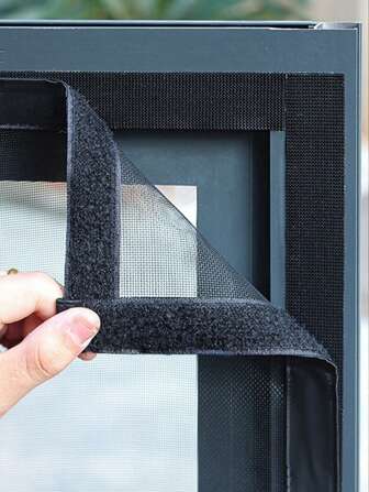 1 件优质自粘式白色黑色灰色窗纱，网状，钩环安装，透气，防蚊虫，适用于门窗，适合所有季节