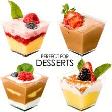 10/25/50//100/200Pcs,2oz/60ML Mini Plastic Dessert Cups With Spoons Small Square Glitter Clear Banana Pudding Cups Serving Tasting Bowls For Appetizer Birthday Wedding Party Gold And Transparent - Transparent - View 3