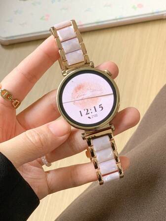 1 Pc Women's Business Elegant Metal Resin Watch Band Compatible With Galaxy Watch 7/6/5/4 Strap 40mm 44mm 47mm 46mm 41mm,Galaxy Watch 5 Pro 45mm,Galaxy Active 2,Galaxy The Watch 3,18/20/22mm Compatible With Huawei Watch 5/4/3/2/1 And GT5/4/3/2/1, Compatible With Garmin Watch, Compatible With Xiaomi Watch, Compatible With Redmi Watch 5 Lite/Active