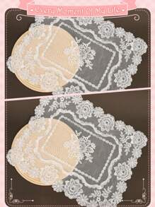 1pc Lace Embroidered Table Placemat, Decor Pad For Furniture, Photography Prop - Multicolor - View 28