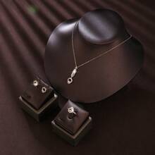 Set de bijuterii pentru mireasă, colier și cercei simpli din zirconiu, cadou de nuntă de logodnă elegant pentru femei