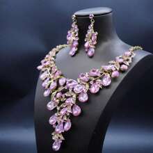 1 Set Women's Jewelry Set: Necklace, Earrings (3 Pieces), Rhinestone-Encrusted, Fashion Elegant Luxury, Suitable For Bride, Wedding Ceremony, Banquet, Formal Event, Party