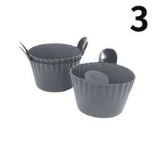 Cubos de silicona para freidora de aire, cestas de silicona para freidora de aire, moldes para hornear cupcakes, ramekins para hornos de freidora de aire - 3 piezas grises - Ver 2