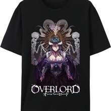 Japanese Anime Cotton Short Sleeve T-Shirt,Overlord Ainz Ooal Gown Anime Shirt3 - 黑色 - 查看 1
