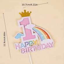 10 piezas Decoraciones para pastel arcoíris de "Feliz cumpleaños", decoraciones de papel para pastel de boda, set de cupcakes, sin electricidad, sin plumas, decoración para hornear