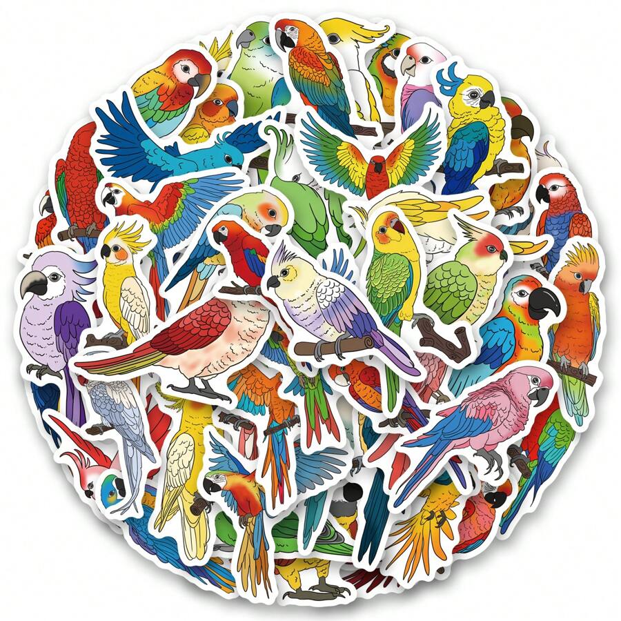 50PCS Parrot Stickers Vinyl Aesthetics Stickers Scrapbooking, Diary ...