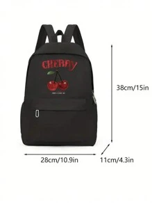 Stylish Y2k Classic Backpack Cherry Pattern School Bag, Lightweight, Portable For Graduates, Freshman, Sophomore, College Junior And High School Students, Perfect For Outdoor, Travel And Back To School, School Backpack, Large Capacity, Portable, Laptop Compartment, Suitable For Girl, College Students, School Essential Stuff For Women, Girls & Students, Perfectly Matching With Backpack Accessories
