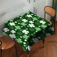 1 Piece Rectangle Waterproof Table Cloth With Four-Leaf Clover Print, Wipe-Clean Reusable Tablecloth Suitable For Outdoor Tables, Picnics, Camping, Dining Tables, Coffee Tables, Desks And Vanity - Ideal For Parties And Holidays