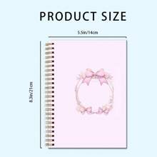 1pc Elegant White Bow Spiral Notebook, Fashionable Lined Journal With Girly Bow Design, 50 Pages, 5.5x8.3 Inches, For Women, Office & School Supplies -14*21cm/ 5.5x8.3in Spiral Notebook- 50 Sheets 100 Pages-A Diary With The Weekday Signs , Weather Signs,Memo No.And Date Signs,School Supplies,Back To School - Spiral Notebook - View 4