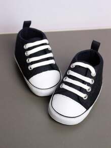 1 par de zapatos deportivos transpirables de suela blanda y de moda para bebés y niños pequeños, unisex - Azul Marino - Ver 11