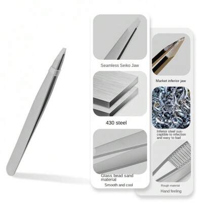 Pinça de Aço Inoxidável de Alta Precisão, Alicate de Sobrancelha, Pinça de Sobrancelha, Aparador de Barba, Clipe de Cílios Postiços, Ferramenta de Beleza