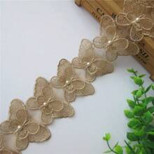 10 piezas de ribete de encaje con bordes de mariposa y adornos de strass, ancho de 6.5cm, tela de ribeteado vintage para costura, manualidades, decoración de vestidos de novia y ropa