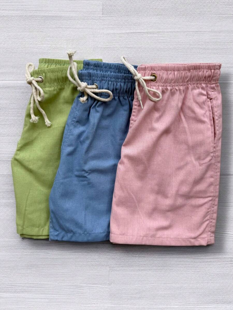 Kit 3 Bermuda Shorts In Premium Linen Linen Shorts - Nhiều màu - Xem 1