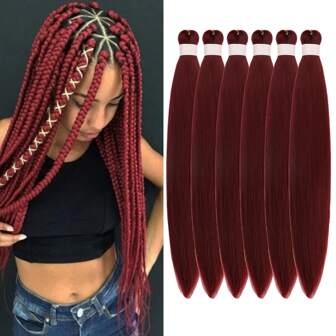 1/3/6 Packs Black Braiding Hair Pre Stretched Knotless Kanekalon Box Braids Hair For Braiding Prestretched Long Straight Synthetic Braid In Hair Extensions For Knotless Braids