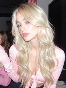 Blonde Medium Part Bangs Wigs Long Curly 26-Inch Daily Simulation Scalp Natural Woman Wigs For An Eid Gift,Cosplay, Party Wedding Hair Wigs And Daily Wear Coachella Music Festival