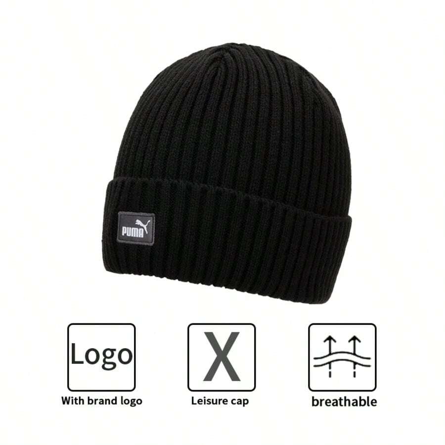 Women's Knitted Hat Men's Hat Outdoor Sports Hat Warm Windproof Couple Hat Casual Hat Knitted Hat 024826-01 - Black - View 1