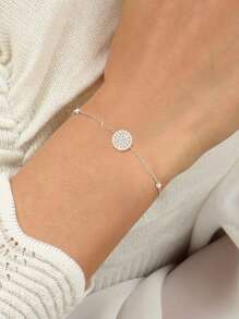 Newsoul 1pc Light Luxury Round Plaque Round Beads Bracelet Ladies Jewelery For Women S925 Sterling Silver Elegant Bracelet Fine Jewelery Gift For Daily Life Sisters Friendship