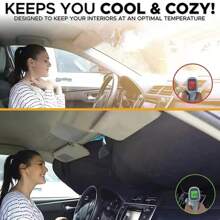 2 perillas plateadas para parasol de coche, plegable, cortina parasol para parabrisas delantero de auto, para uso en verano
