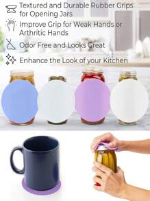 1pc/5pcs Jar Opener Gripper Pads, Silicone Jar Grippers, Can Opening Assist Pads, Silicone Bottle Opener, Can Opener, Lider, Clamp Pads, Multi-Function Jar Opener - Multicolor - View 10
