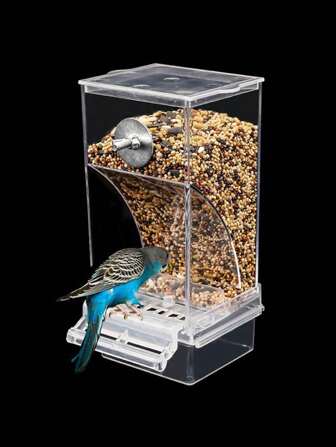 1 st. klar akryl, kladdfri, automatisk fröautomat för fågel - spillsäker, lättpåfylld bur - monterbar - perfekt för papegoja, undulat, kanariefågel, nymfparakit, fink och småfågelägare