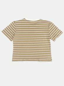 K&K FASHION Basic Striped T-Shirt Blouse - Camel - Ver 7