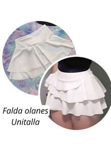Falda casual de olanes - Blanco - Ver 1