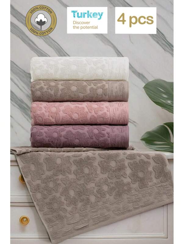 4er Handtuch-Set, Türkische Handtücher für Gesicht und Bad, ultra-weich & dick, hochabsorbierend, modernes Design, geeignet für den Badezimmergebrauch