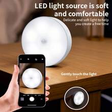 3pcs Motion-Sensor LED Night Lights With Touch Control, Adjustable Brightness, Warm & Cool White, USB Rechargeable, Easy To Install Magnet Mount For Bedroom, Stairs, Closet, Indoor Use With Sensor Function