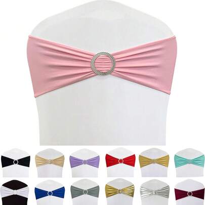 10 Pieces Set Of Spandex Chair Waistband, Bowknot Waistband, Premium Elastic Chair Cover With Buckle Slider, Elastic Chair Strap Suitable For Wedding And Event Decoration, Banquet Decoration, Chair Bow Chair Decoration, Decorative Chair Cover, Chair Back Cover