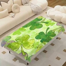 1 Piece Rectangle Waterproof Table Cloth With Four-Leaf Clover Print, Wipe-Clean Reusable Tablecloth Suitable For Outdoor Tables, Picnics, Camping, Dining Tables, Coffee Tables, Desks And Vanity - Ideal For Parties And Holidays