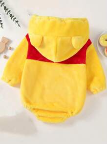 Infant Boy Girl Halloween Animal Costume Newborn Baby Flannel Hooded Rompers Fall Winter Long Sleeve Fleece Bodysuit Warm Clothes 1 3 6 9 18 24 Months - Màu vàng - Xem 2