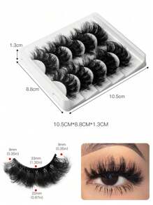 5 Pairs Pack Mink Lashes Fluffy Cat Eye Lashes Wispy 6D Volume False Eyelashes That Look Like Extensions Thick Soft Curly Fake Lashes - Black - View 2