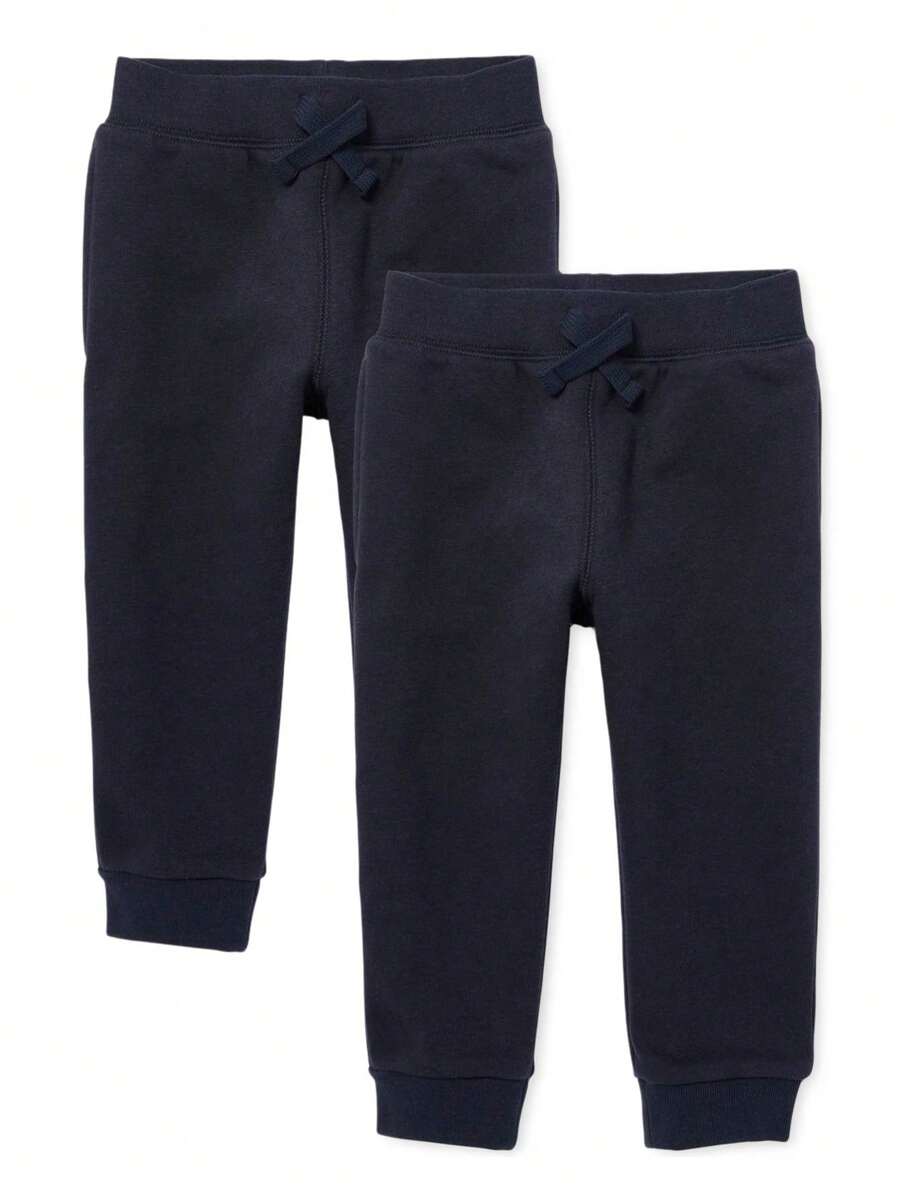 The Children's PLACE Baby Boy Navy Blue Fleece Jogger Pants 2-Pack Multipack Rib Knit Pullon Drawstrings - 新海軍 - 查看 1