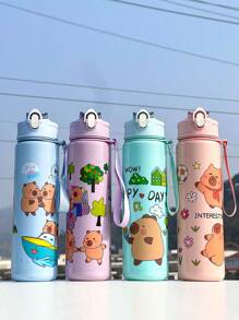 1pc 800ml Cute Capybara Cartoon Sports Water Bottle With Straw, Leakproof, Shockproof, Portable - Suitable For Travel, Outdoor Activities, Students - Ideal Gift For Valentine's Day, Mother's Day, Thanksgiving, Christmas And New Year